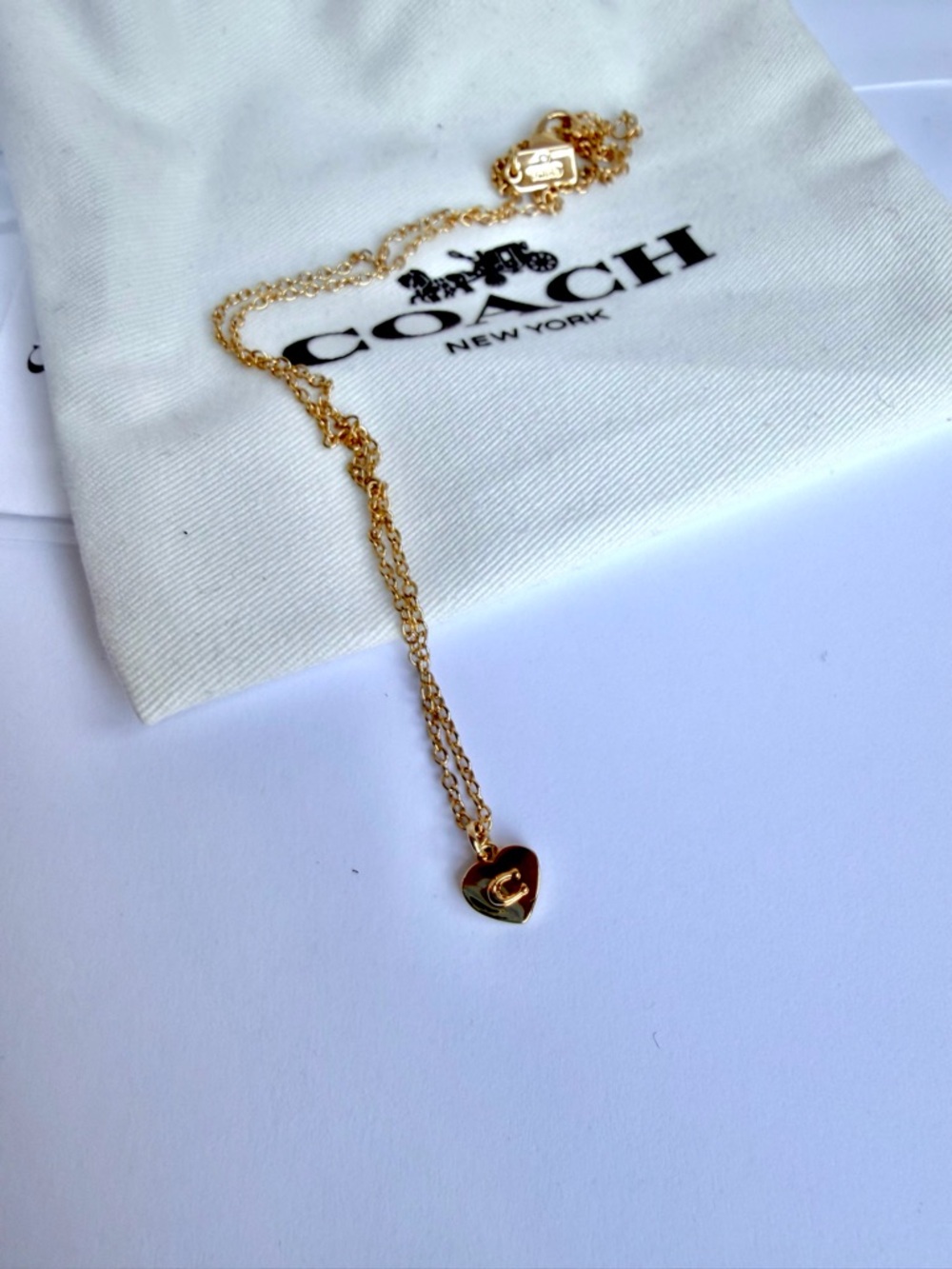NWT Coach Small 14k Gold Heart Pendant Necklace with Brand’s C Logo - Picture 9 of 9